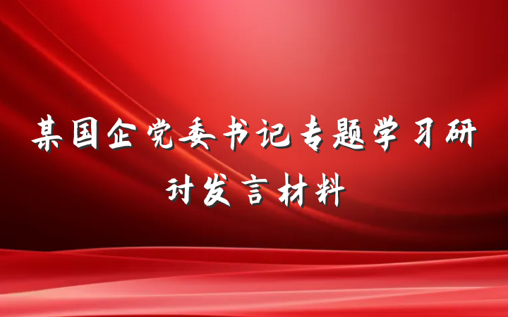某国企党委书记专题学习研讨发言材料