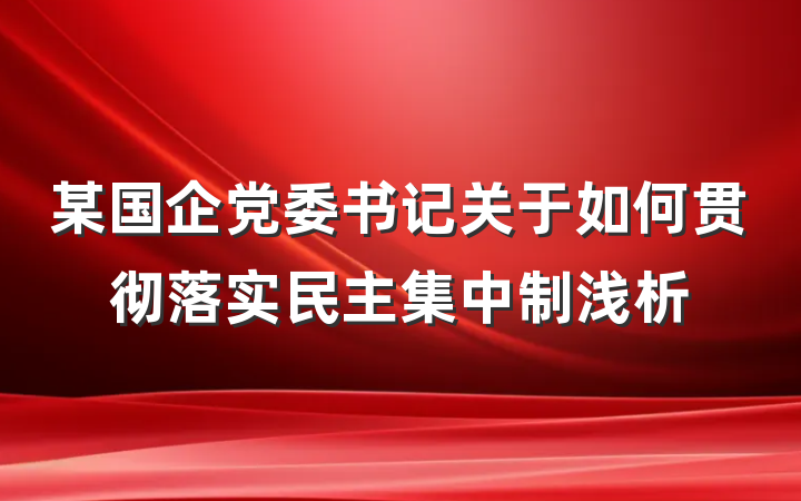 某国企党委书记关于如何贯彻落实民主集中制浅析