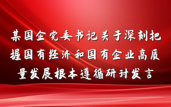 某国企党委书记关于深刻把握国有经济和国有企业高质量发展根本遵循研讨发言