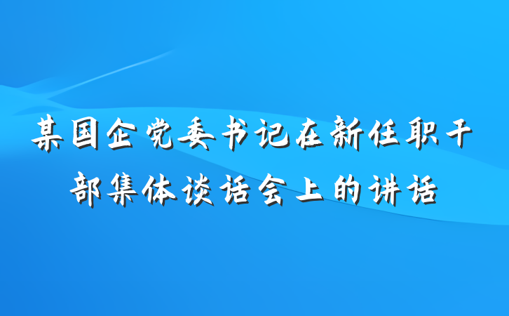 某国企党委书记在新任职干部集体谈话会上的讲话