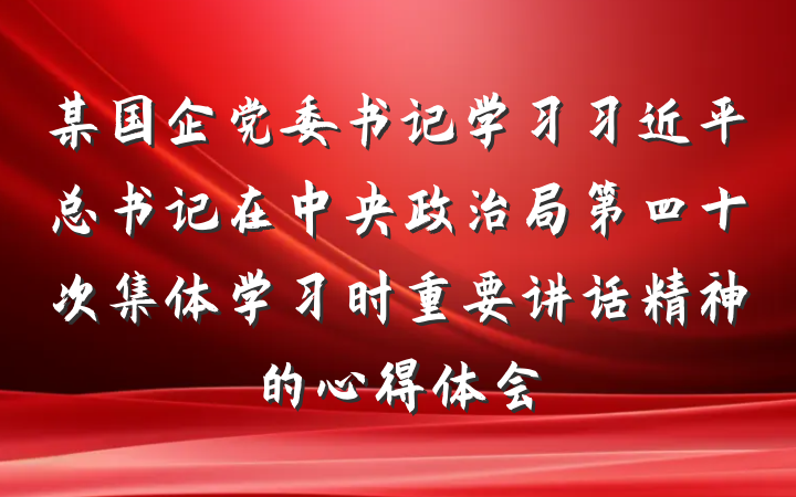 某国企党委书记学习习近平总书记在中央政治局第四十次集体学习时重要讲话精神的心得体会