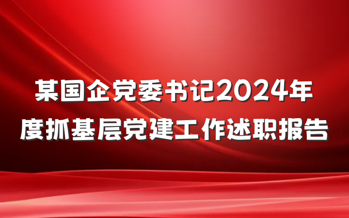 某国企党委书记2024年度抓基层党建工作述职报告