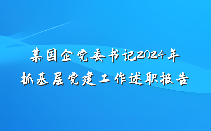 某国企党委书记2024年抓基层党建工作述职报告