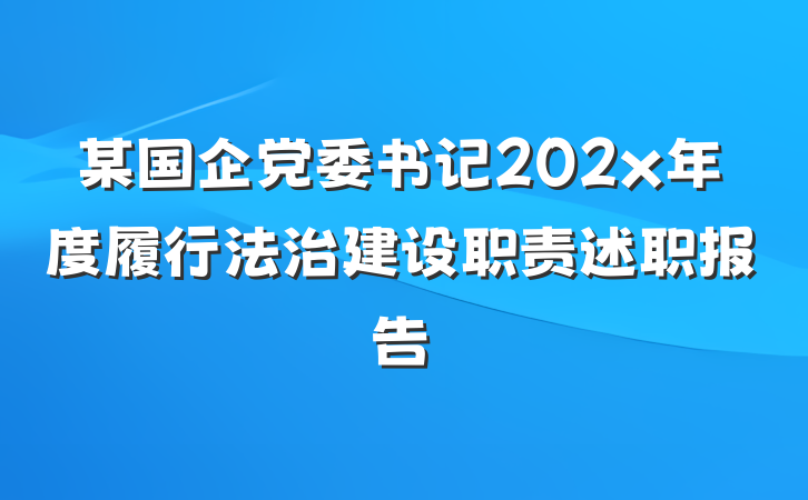 某国企党委书记202x年度履行法治建设职责述职报告
