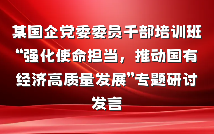 某国企党委委员干部培训班“强化使命担当，推动国有经济高质量发展”专题研讨发言
