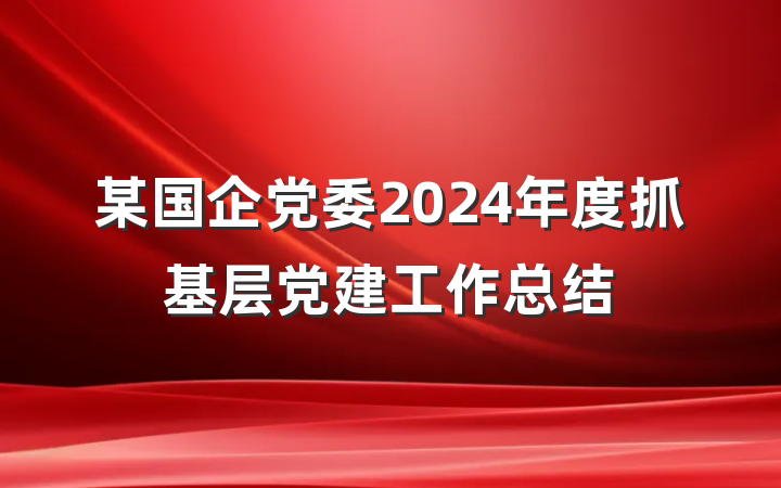 某国企党委2024年度抓基层党建工作总结