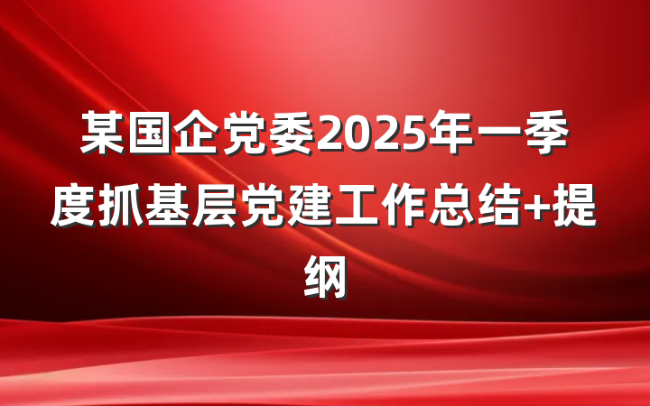某国企党委2025年一季度抓基层党建工作总结 提纲