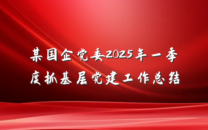 某国企党委2025年一季度抓基层党建工作总结