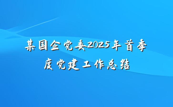 某国企党委2025年首季度党建工作总结