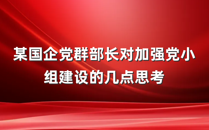 某国企党群部长对加强党小组建设的几点思考
