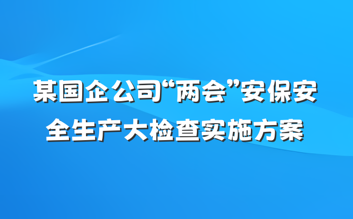 某国企公司“两会”安保安全生产大检查实施方案