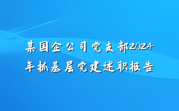 某国企公司党支部2024年抓基层党建述职报告
