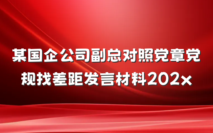 某国企公司副总对照党章党规找差距发言材料202x