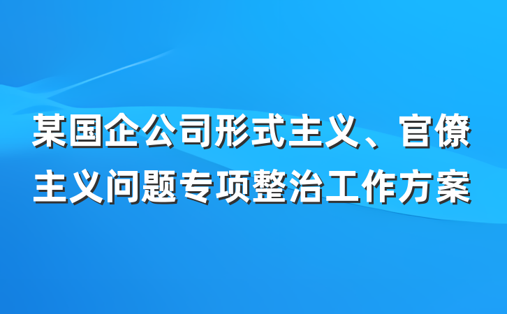 某国企公司形式主义、官僚主义问题专项整治工作方案