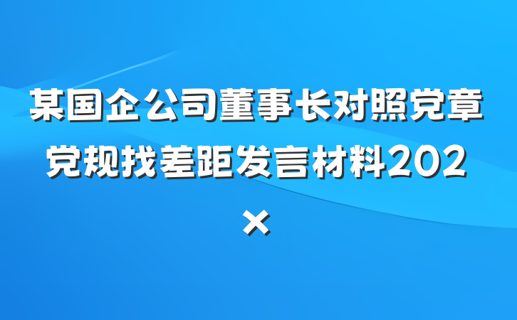 某国企公司董事长对照党章党规找差距发言材料202x