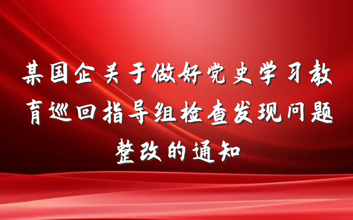 某国企关于做好党史学习教育巡回指导组检查发现问题整改的通知