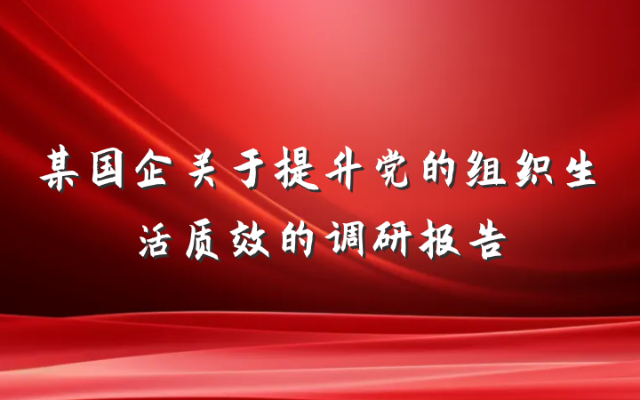 某国企关于提升党的组织生活质效的调研报告