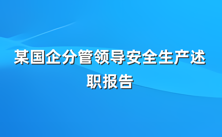 某国企分管领导安全生产述职报告