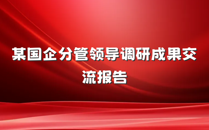 某国企分管领导调研成果交流报告