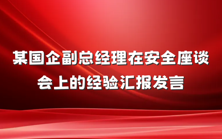 某国企副总经理在安全座谈会上的经验汇报发言