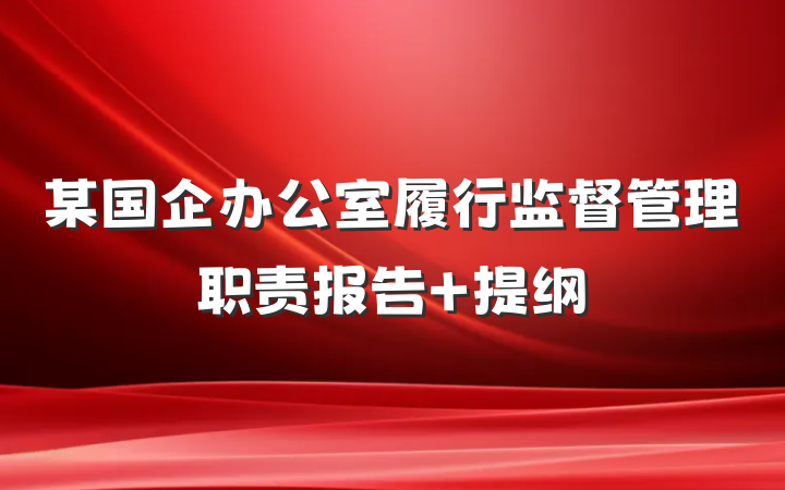 某国企办公室履行监督管理职责报告 提纲
