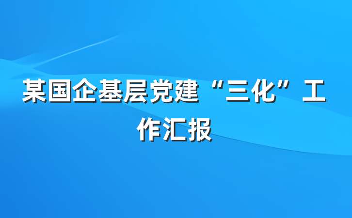 某国企基层党建“三化”工作汇报