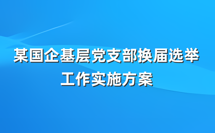 某国企基层党支部换届选举工作实施方案