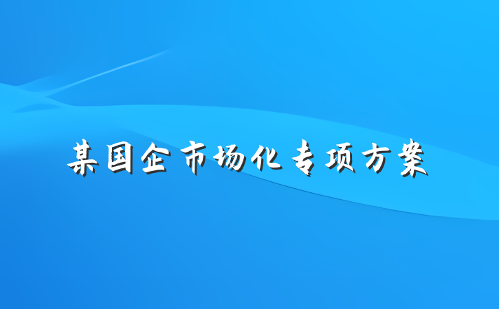 某国企市场化专项方案