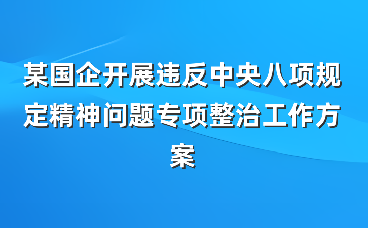 某国企开展违反中央八项规定精神问题专项整治工作方案