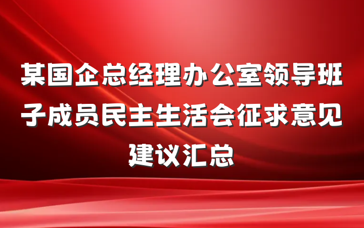 某国企总经理办公室领导班子成员民主生活会征求意见建议汇总