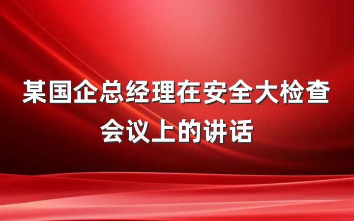某国企总经理在安全大检查会议上的讲话