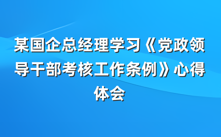 某国企总经理学习《党政领导干部考核工作条例》心得体会