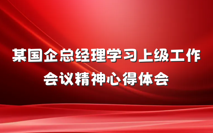 某国企总经理学习上级工作会议精神心得体会