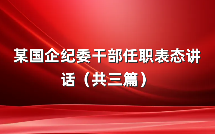 某国企纪委干部任职表态讲话(共三篇)