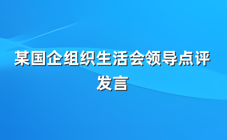 某国企组织生活会领导点评发言