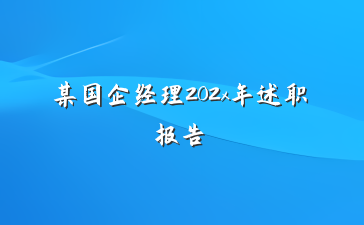 某国企经理202x年述职报告