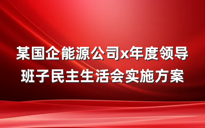 某国企能源公司x年度领导班子民主生活会实施方案