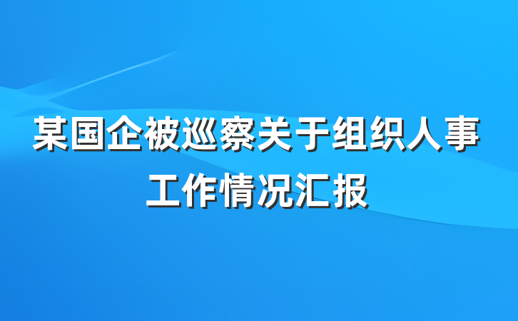 某国企被巡察关于组织人事工作情况汇报