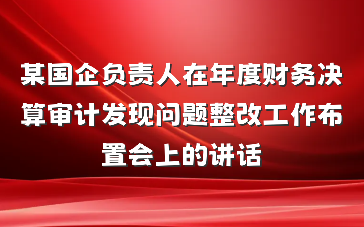 某国企负责人在年度财务决算审计发现问题整改工作布置会上的讲话