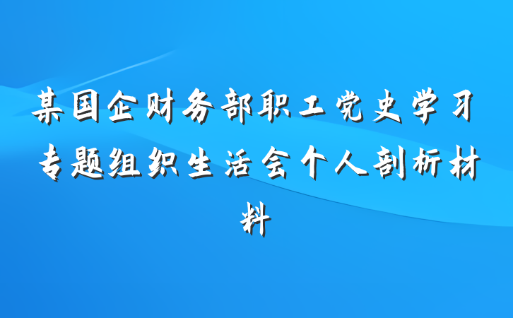 某国企财务部职工党史学习专题组织生活会个人剖析材料