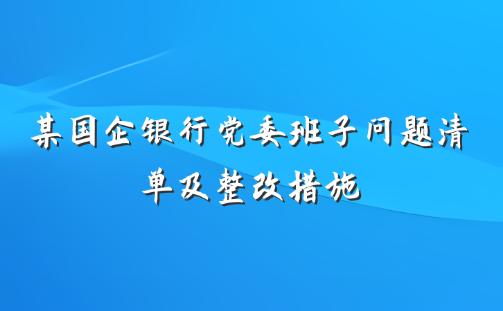 某国企银行党委班子问题清单及整改措施