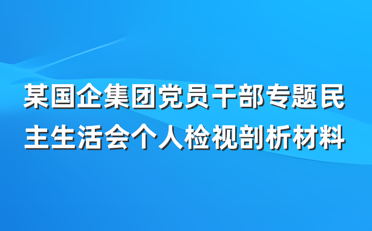 某国企集团党员干部专题民主生活会个人检视剖析材料