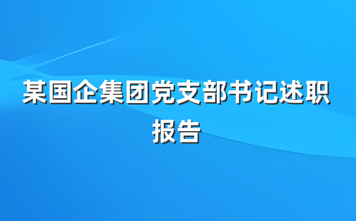 某国企集团党支部书记述职报告