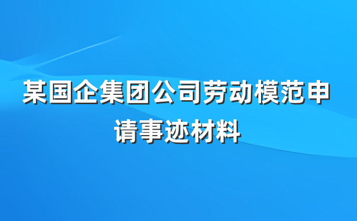 某国企集团公司劳动模范申请事迹材料