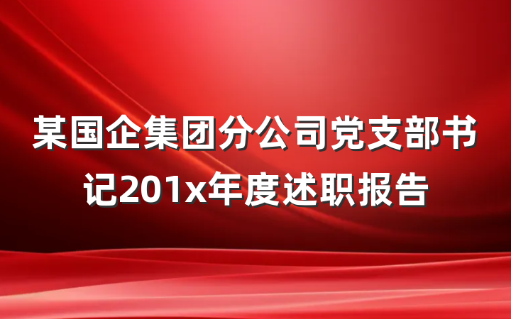 某国企集团分公司党支部书记201x年度述职报告