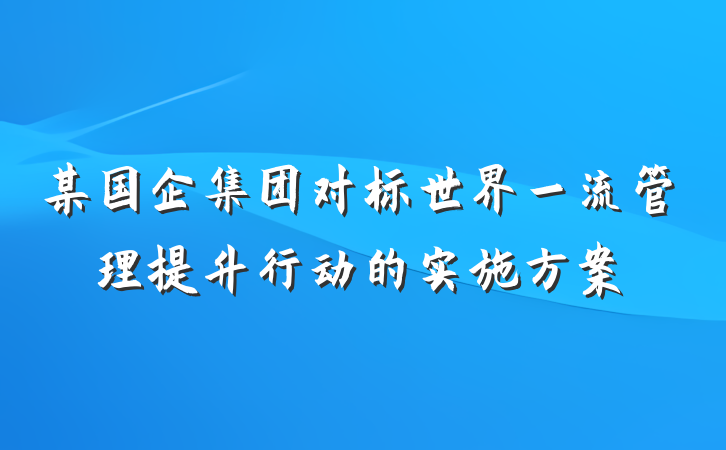 某国企集团对标世界一流管理提升行动的实施方案