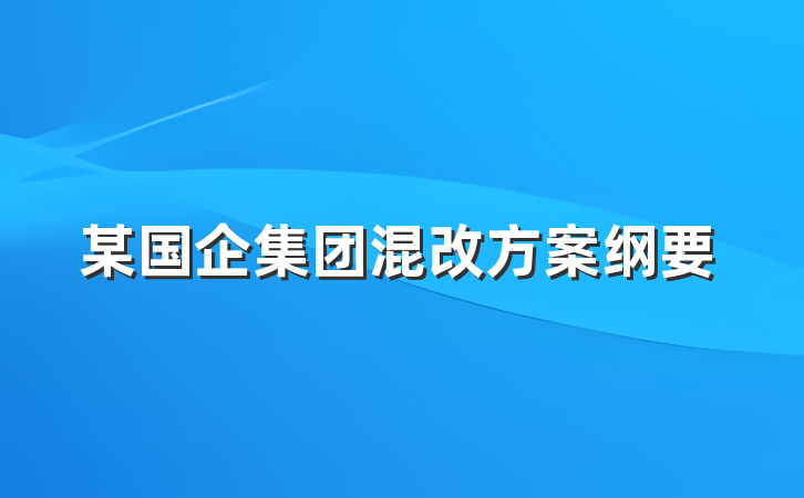 某国企集团混改方案纲要
