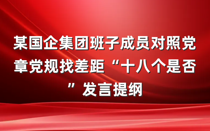 某国企集团班子成员对照党章党规找差距“十八个是否”发言提纲