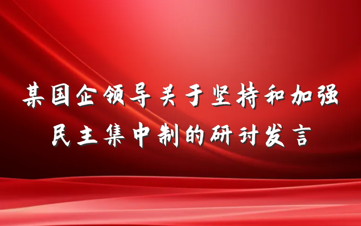 某国企领导关于坚持和加强民主集中制的研讨发言
