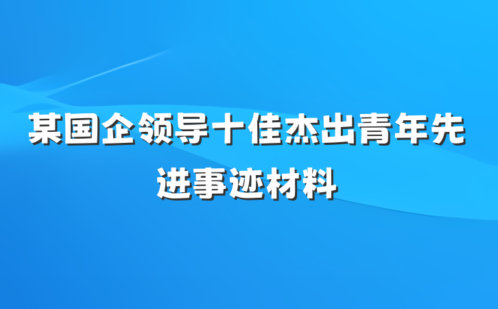 某国企领导十佳杰出青年先进事迹材料